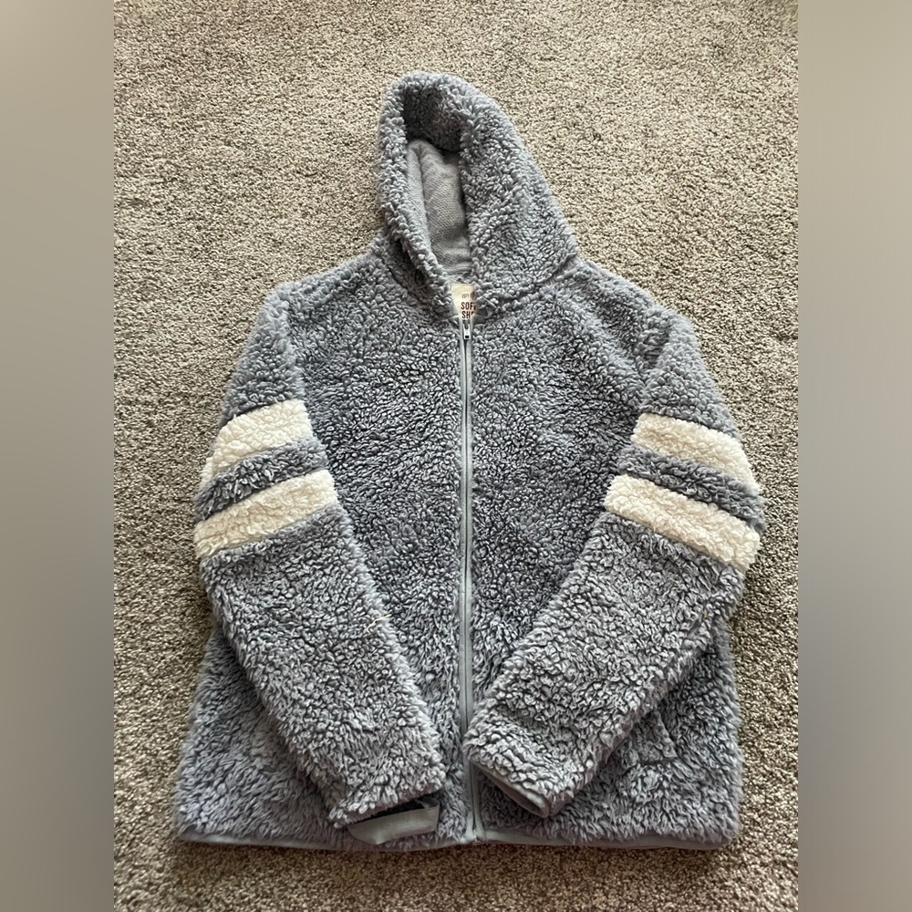 Cozy Gray Sherpa Hoodie Cardigan
